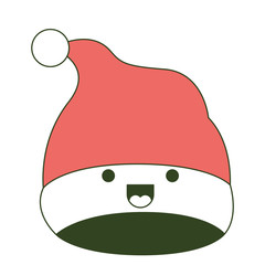 Canvas Print - kawaii christmas hat santa claus smiling expression on color section silhouette