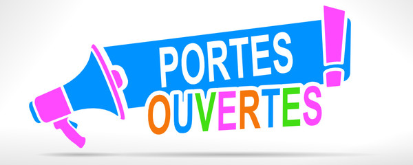 Sticker - portes ouvertes sur mégaphone