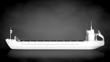 3d Rendering Of A White Reflective Ship On A Dark Background