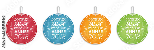 Fotografie, Obraz Étiquettes - Joyeux Noël et Bonne Année 2018