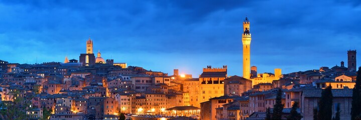 Poster - Siena panorama view at night