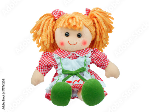 Photographie Smiling sit Cute rag doll isolated