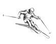 Vector line sketch skier