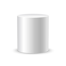 White Cylinder On White Background Isolated. 3d Object Cylinder Container Design Template