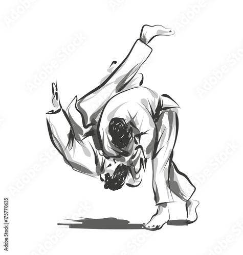 Dekoracja na wymiar  wektor-linii-szkicu-walki-judo