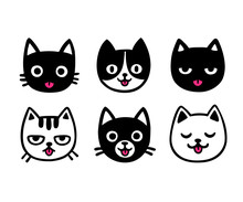 Cute Cartoon Cats Sticking Out Tongue