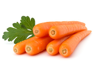 Wall Mural - Sweet raw carrot tuber isolated on white background cutout