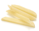 Fototapeta Sypialnia - Raw Potato sliced strips prepared for French fries isolated on white background