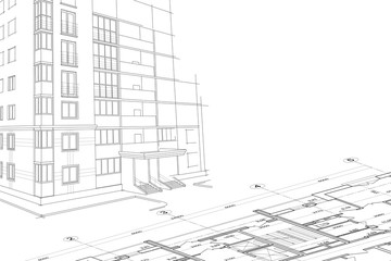 Wall Mural - Architectural drawing. Sketch