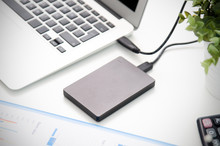 External Backup Disk Hard Drive Connected To Laptop