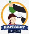 Kapparot Ritual made with Money Bag over Girl Head, Vector Illustration