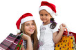 © Petrik - Two little girls in fur-cap with shopping bags. Christmas