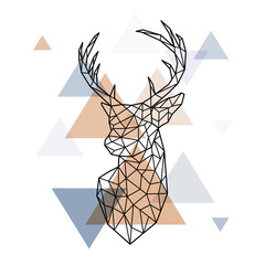 Wall Mural - Geometric head of the Scandinavian deer. Polygonal style. Scandinavian style.