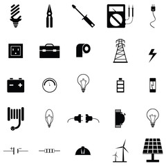 Wall Mural - electrician icon set