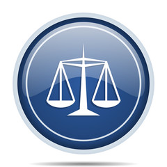 Poster - Justice blue round web icon. Circle isolated internet button for webdesign and smartphone applications.