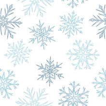 Snowflakes Graphic Blue White Color Seamless Pattern Illustration Vector