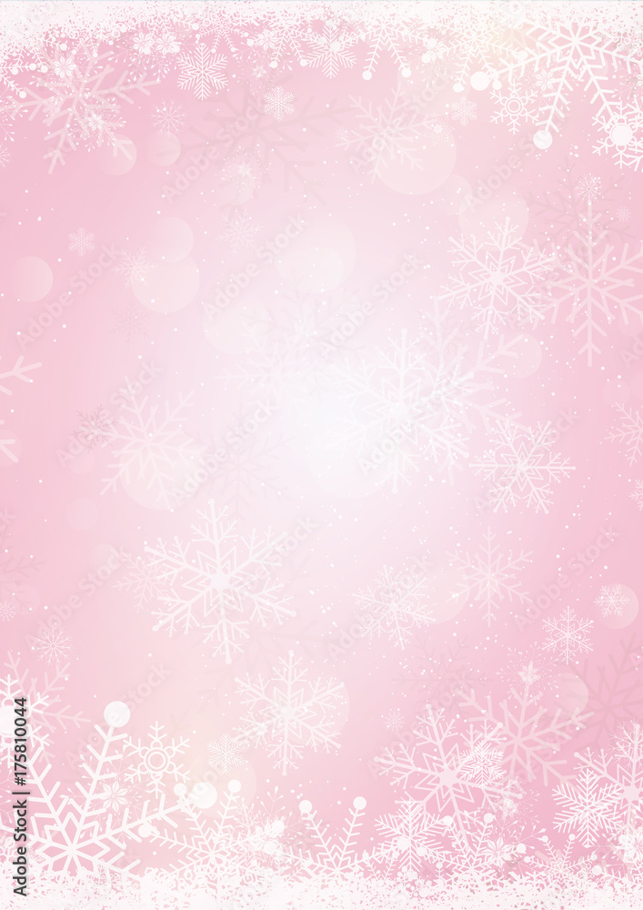 Pastel pink winter snow holiday paper background Stock Vector | Adobe Stock