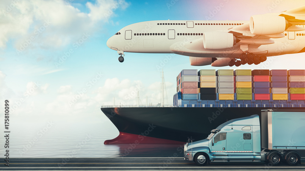 Flight Point Lorry Plane trucks are flying towards the destination with the brightest ...