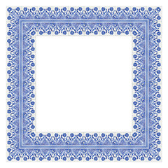 Wall Mural - Frame design with typical portuguese decorations with colored ceramic tiles called 