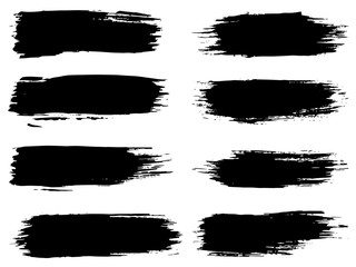 Vector collection of artistic grungy black paint hand made creative brush stroke set isolated on white background. A group of abstract grunge sketches for design education or graphic art decoration