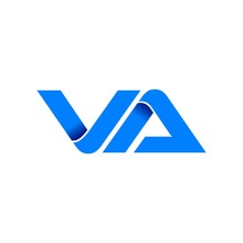Va Logo Initial Logo Vector Modern Blue Fold Style
