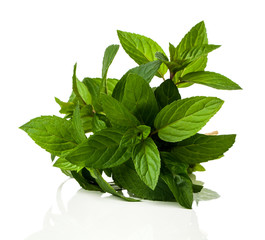 Wall Mural - a bunch of fresh peppermint on a white background