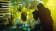 Fully Armed Special Anti-Narcotics Task Forces Soldier Arrests Two Clandestine Chemists Working in the Drug Producing Underground Laboratory. A lot of Drug Production Equipment is Lying around.