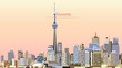 Toronto city skyline at sunrise vector illustration