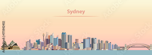 vector illustration of Sydney city skyline at sunrise Canvas Print