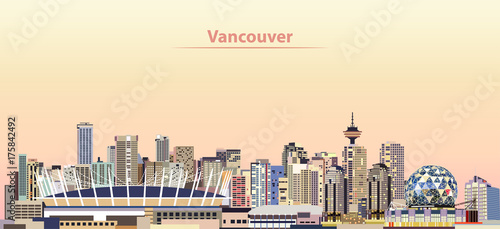 Cuadros en Lienzo vector illustration of Vancouver city skyline at sunrise