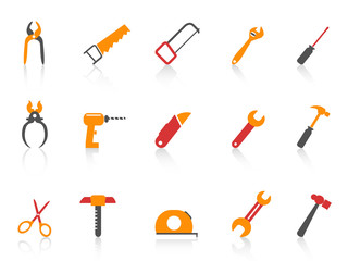 Canvas Print - simple orange color hand tool icons set