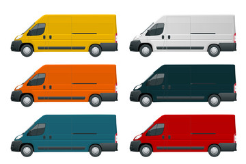 Wall Mural - Commercial vehicle or Logistic car. Cargo minivan isolated on white background Side view Change the color in one click All elements in groups on separate layers