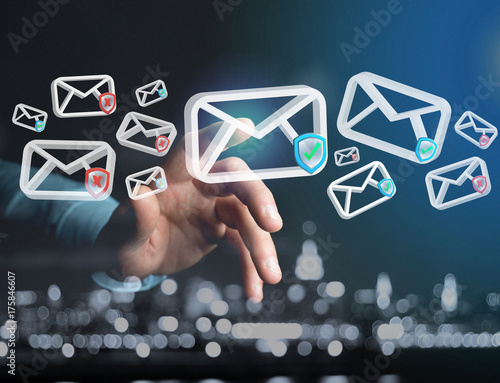 Fotografía Approved email and spam message displayed on a futuristic interface - Message an