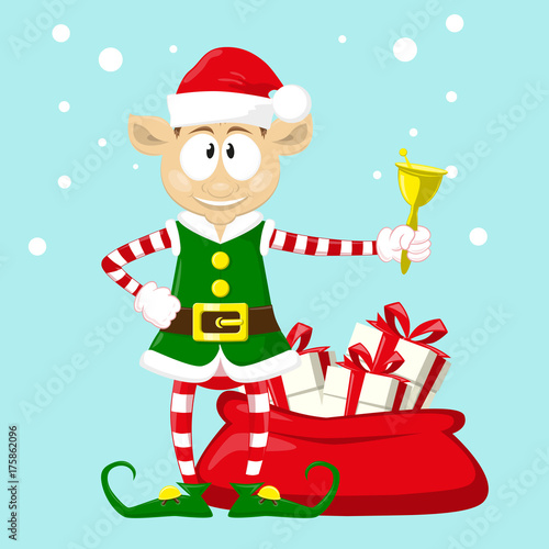 cute and funny character merry christmas elf in santa claus hat happy new year symbol - Merry Christmas Elf cute and funny character merry christmas elf in santa claus hat happy new year symbol - Merry Christmas Elf