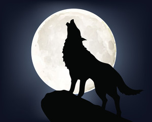 Naklejka na meble Wycie wilka podczas pełni księżyca