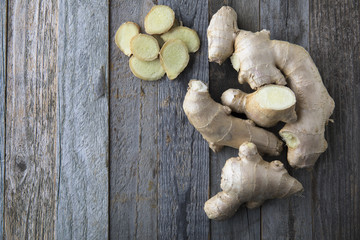 Wall Mural - Ginger Slices and Roots High Angle