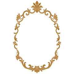 Wall Mural - Golden vintage oval graphical frame in antique style. Vector.
