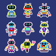 fashion patch badges with robot, robotics android, toy robot with cute eyes very large set of girlis