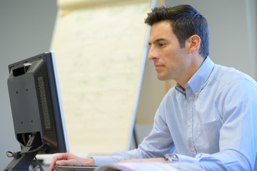 side view of a businessman in office