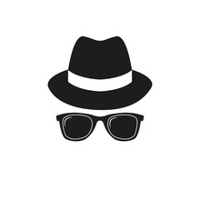 Hat And Sunglasses. Vector Illustration. Isolated.