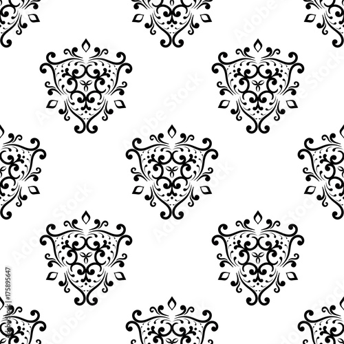 Zdjęcie XXL Tapeta bez szwu. Ozdobne czarno-białe tło. Ilustracji wektorowych