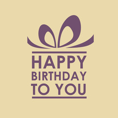Wall Mural - a gift for your happy birthday. vector box with bow, text of word