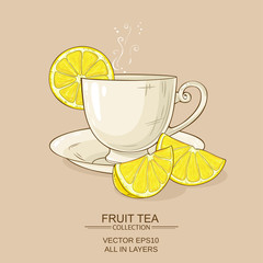 Wall Mural - cup of lemon tea