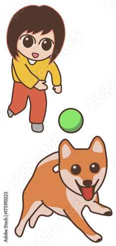 犬とボール遊びをする女性 柴犬 Stock Vector Adobe Stock 犬とボール遊びをする女性 柴犬 Stock Vector Adobe Stock