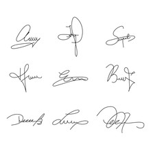 Collection Of Signature Samples To Use In Your Design. Vector Illustration