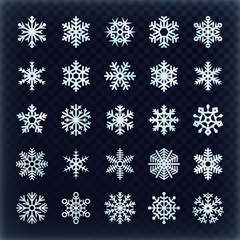 Sticker - Festive vector snowflakes set. Christmas holydays decoration elements