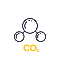 Sticker - co2 molecule line icon