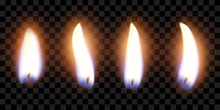 Flame Of Four Candles With The Effect Of Transparency, Highly Realistic Illustration