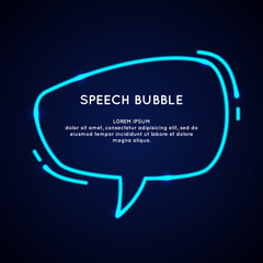 Wall Mural - Neon speech bubble and blank template for quotes.