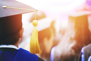 shot of graduation hats during commencement success graduates of the university, concept education c